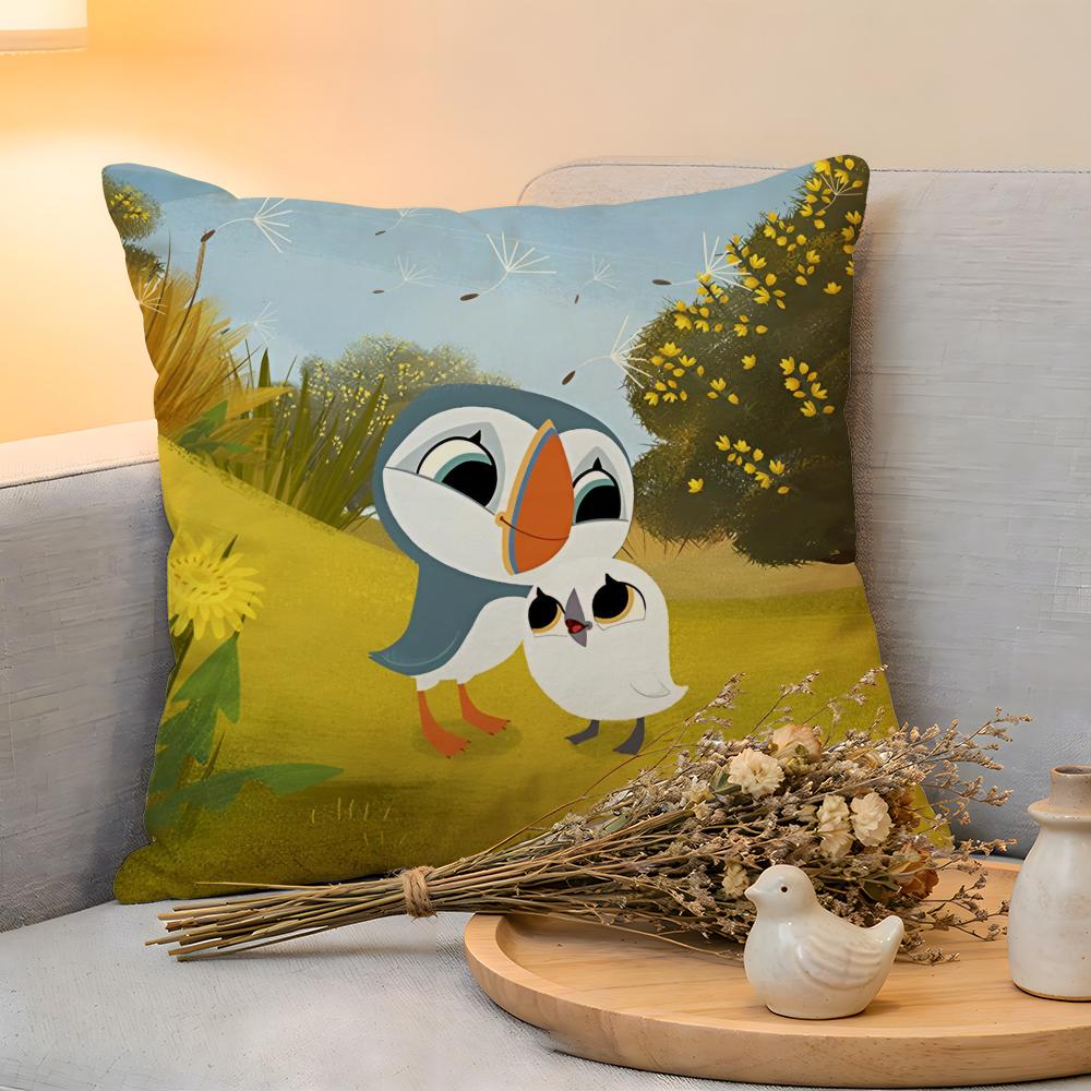 Cushion Cover  Linen  SkinFriendly Soft Decorative Case for Sofa Home Decor Kwaii Puffin Rock PPreschool Pillow Cover