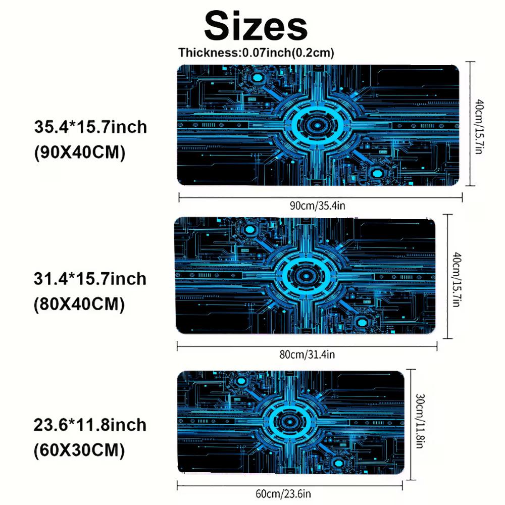 SciFi Tech Dashboard Gaming Mousepad Non Slip Rubber Base Keyboard Desk Mat Futuristic Circuit Print Pc Desktop Gamer Mousepad