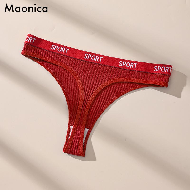 

Европейский размер С низкой посадкой Сексуальные стринги из ниток Чистый хлопок Женское нижнее белье Брифы Антибактериальная ластовица Т-стринги Женские M бордовый