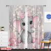Set Of 2 Flat Printing Window Treatment Curtains Cute Little Elephant Polyester Without Electricity Wall Decor Curtain Machine Washable