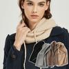 1Pc Knitted Wool Balaclava Skullies For Women Korean Winter Warm Drawstring Hooded Scarf Hat One-piece Neck Collar Beanies Cap