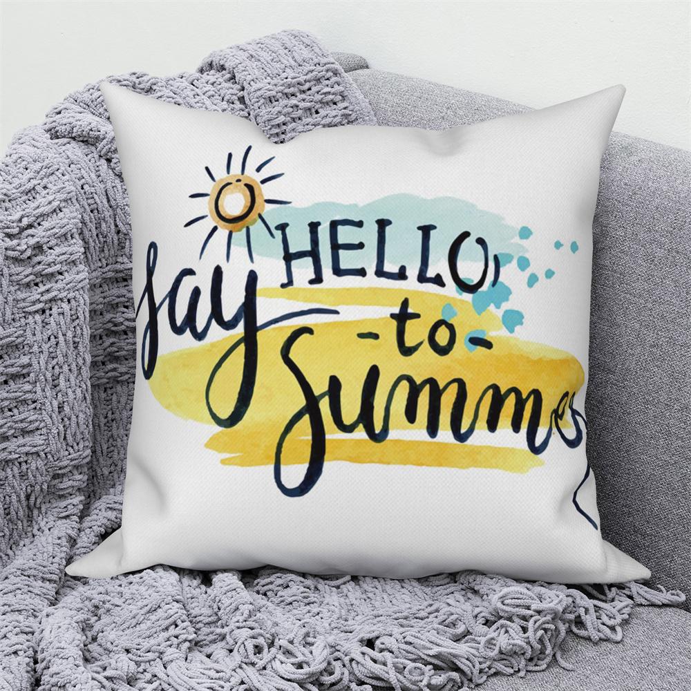 Home Sofa Office Cushion Pillowcase  Summer Vacation Alphabet Printed