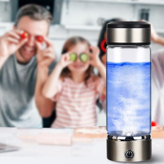 420ML Hydrogen Water Ionizer Cup Portable Rechargeable Rapid Electrolysis Hydrogen-rich Water Maker Glass Bottle