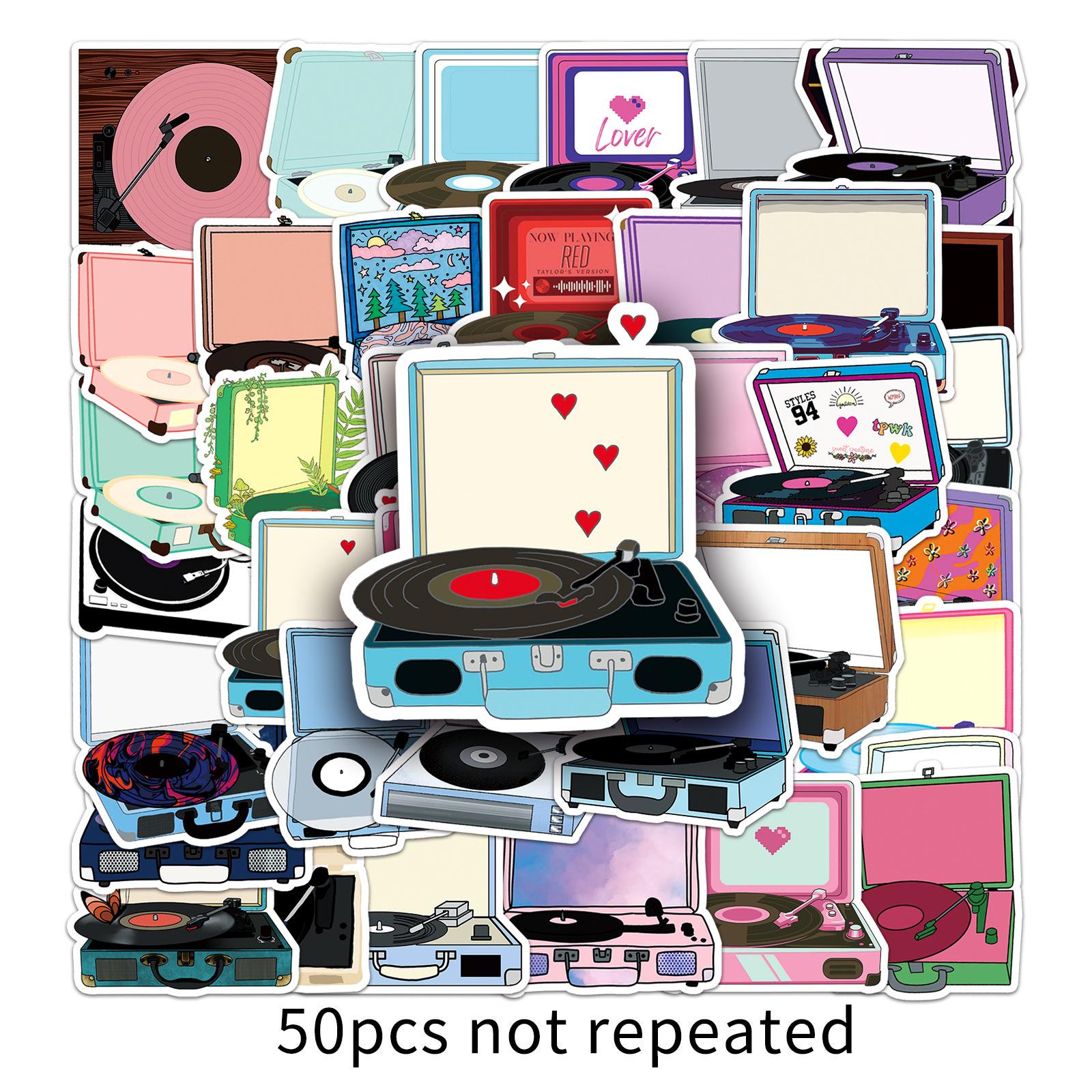 

50 Записей Записывающих Машин с Маленькой Индивидуальностью, Свежие и Модные Крутые Декоративные Наклейки на Чемодан для Водного Стакана Ноутбука