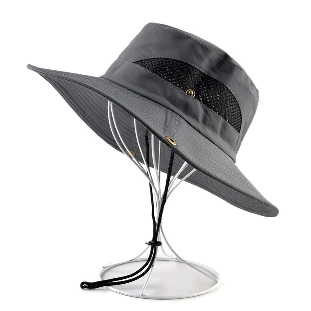 Windproof Portable Big Visors Wide Brim Anti-UV Fishing Cap Breathable Foldable Bucket Hat Hiking