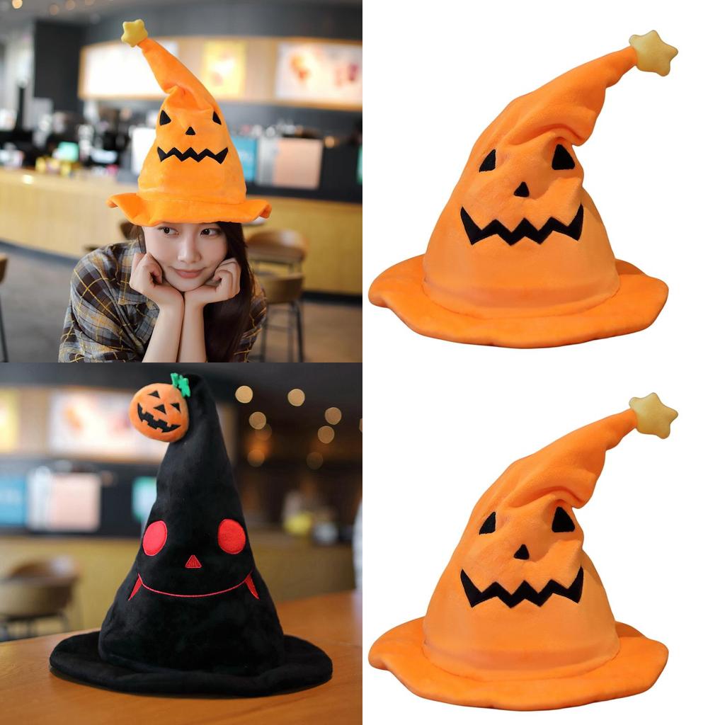 Halloween Electric Pumpkin Elf Hat Ghost Festival Party Costume Plush Toy Yellow 30*30*40cm Black 30*30*40cm
