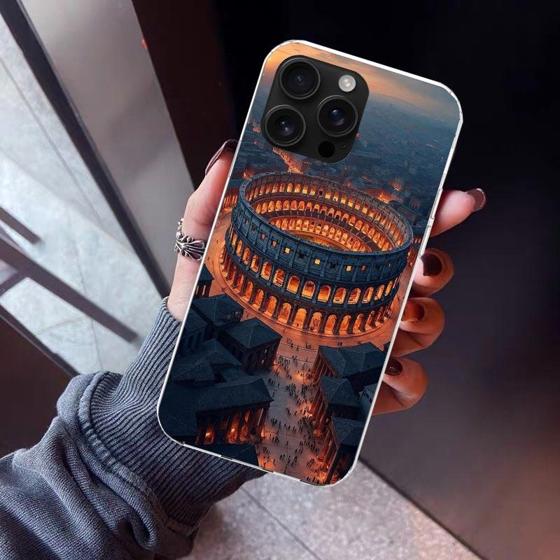 Roman Colosseum Phone Case For iPhone 17 Air 11 13 Mini 14 15 Plus 16 12 Pro Max 16E SE 7 8 Pattern Soft TPU Back Cover 17 Air
