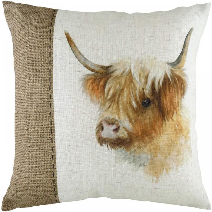 Evans Lichfield Povlak na polštářek Hessian Highland Cow