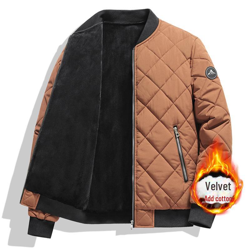 2026 Men's Plus-Size Thick Winter Down Baseball Jacket with Stand Collar
