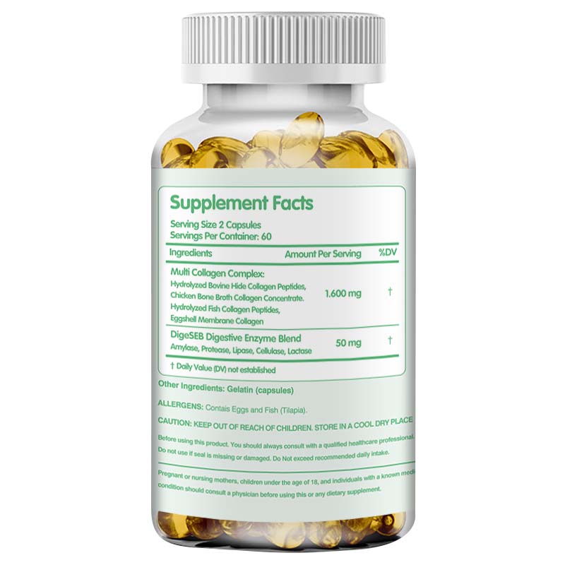 Collagen Complex 3300mg- Type I, II, III, V, X - Hydrolyzed Collagen, Anti-Aging