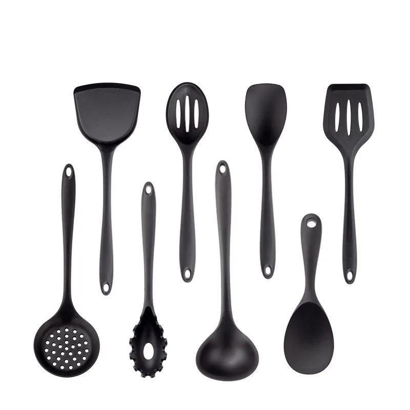 Black Silicone Cooking Utensils Set Non-Stick Pan Baking Tools Kitchenware Slotted Turner Spatula Spoon Food Tongs Kitchen Kit
