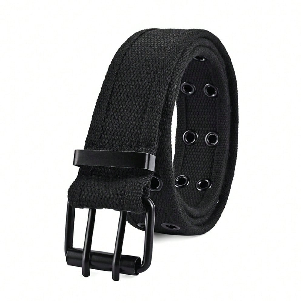 Men and women double-breasted belt double-hole middle-aged and young men's tooling trend punk pink buckle belt