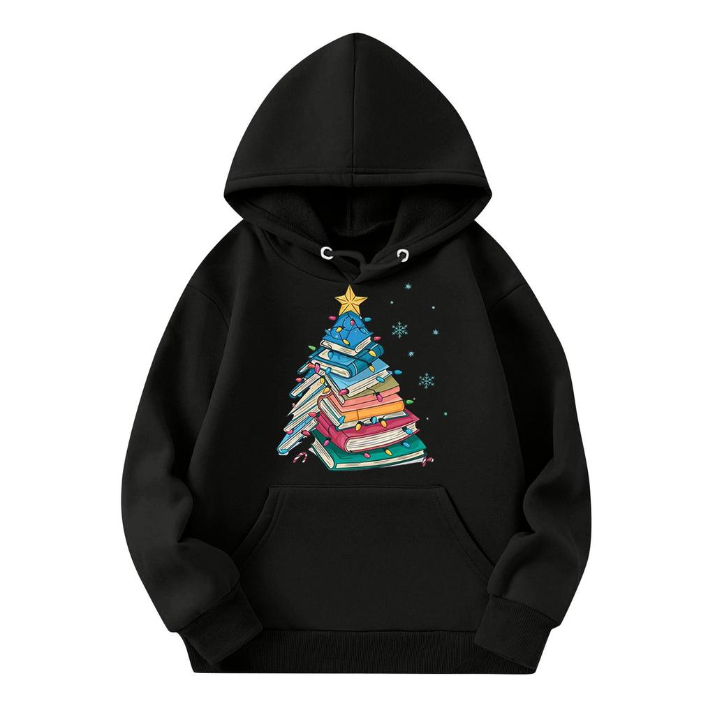 Sweatshirts für Teenager-Mädchen Hoodies Langarm Kordelzug Pullover Niedlicher Aufdruck Übergroßer Hoodie Weihnachten