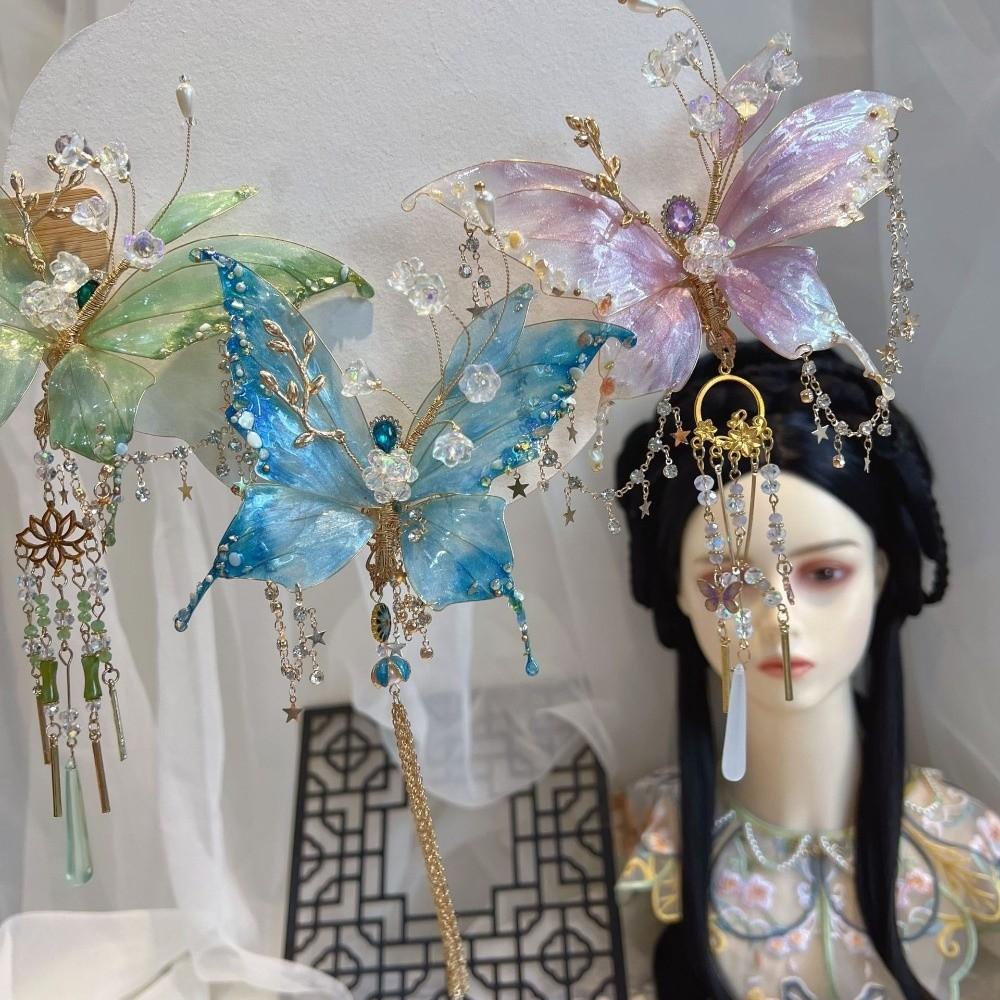 Bunter Schmetterlings-Quasten-Haarclip Süßes Meerjungfrauen-Haarschmuck Schmetterlings-Haarkralle Retro-Stil