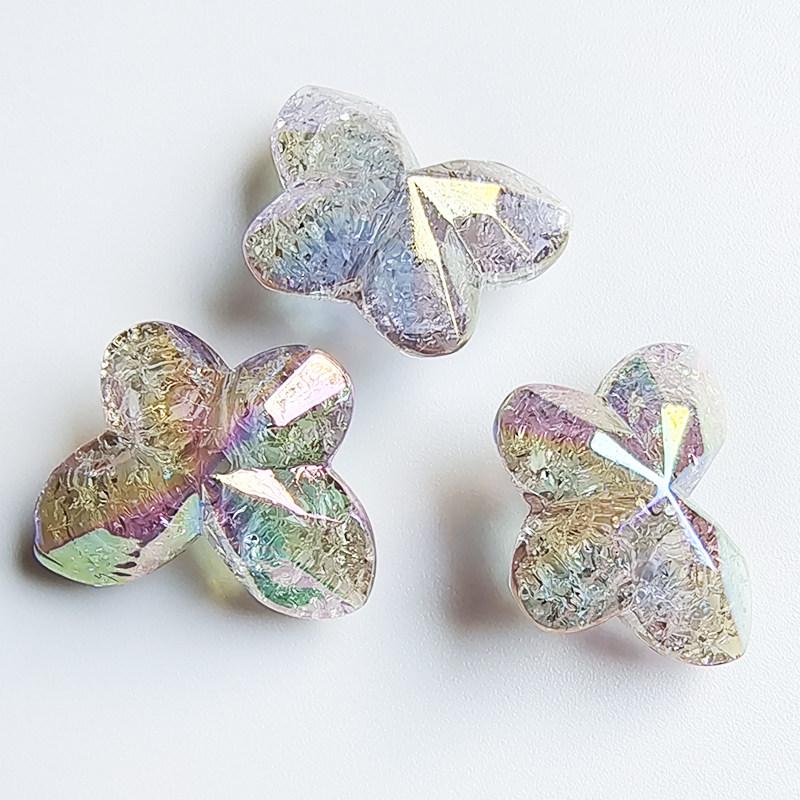 Iridescent Crackle Diamond Butterfly Beads for DIY Jewelry Making