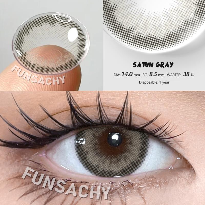 

FUNSACHY 2 шт. Голубая красота зрачков Натуральные линзы Цветные контактные линзы для глаз Модные линзы для глаз коричневого цвета Косметика Годовые 0