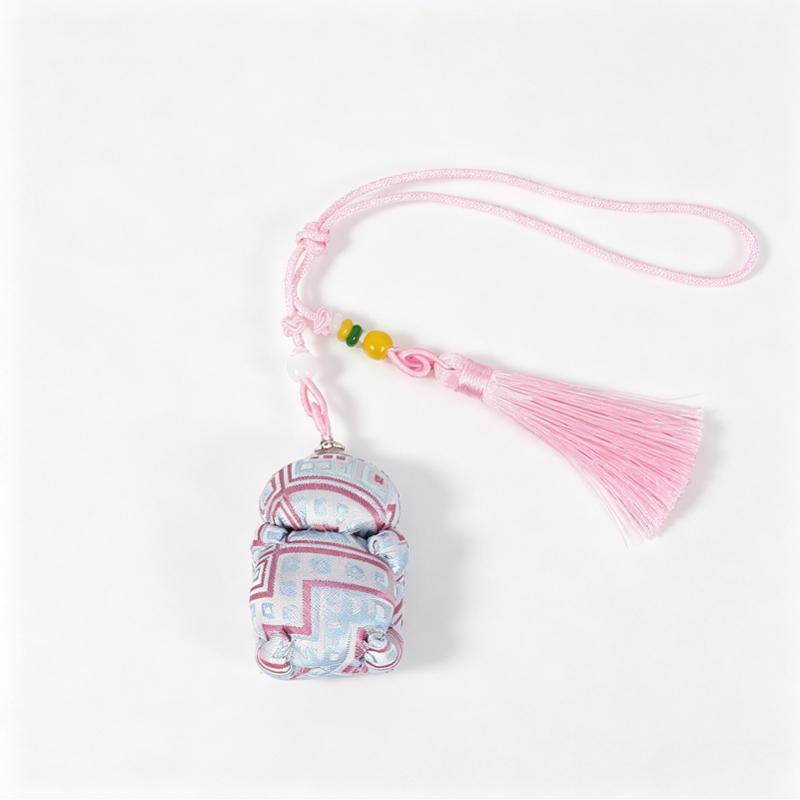 Ethnic Zhuang Brocade Mascot Hanging Ornament Woven Tassel Bag Charm, 7 Colors Available