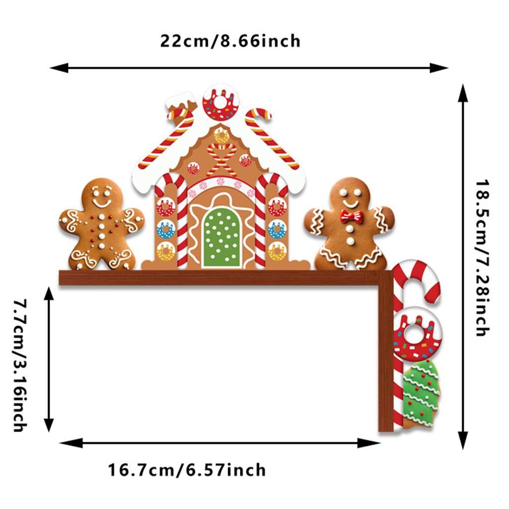 2 Pcs Christmas Gingerbread Man Wooden Door Frame Decor Christmas Gingerbread Man Candy Door Toppers for Front Indoor Outdoor