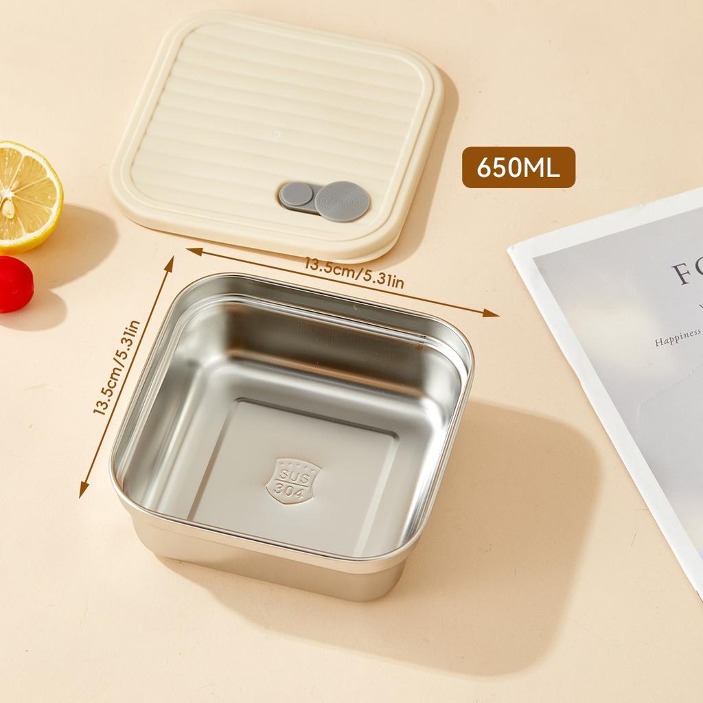Portable Lunch Box Outdoor Picnic 1/2 Grids Large Capacity Fruit Salad Food Storage Container 304 Stainless Steel Bento Box