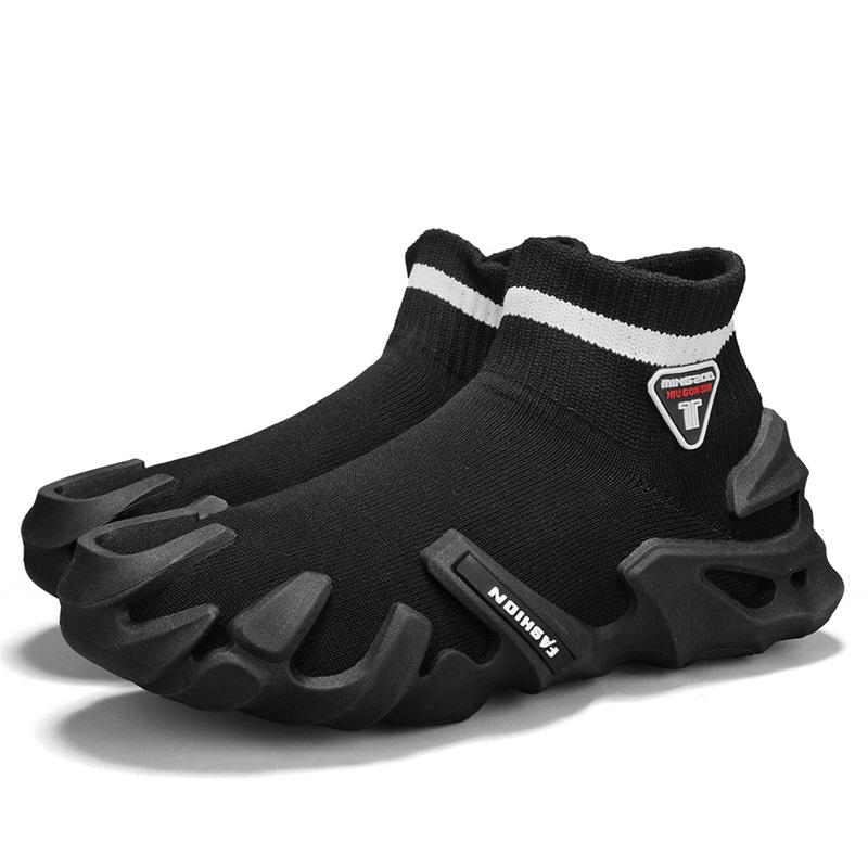 

New Men Sports Large Size Shoe Mesh Running Sneakers Slip on Comfortable High Top Shoes Casual Outdoor Tennis Training Sneakers 46 чёрный