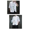 Men Linen Shirt Summer Light Thin Short Sleeved Streetwear Loose Oversize Casual Chinese Style Shirt Tang Suit Hanfu