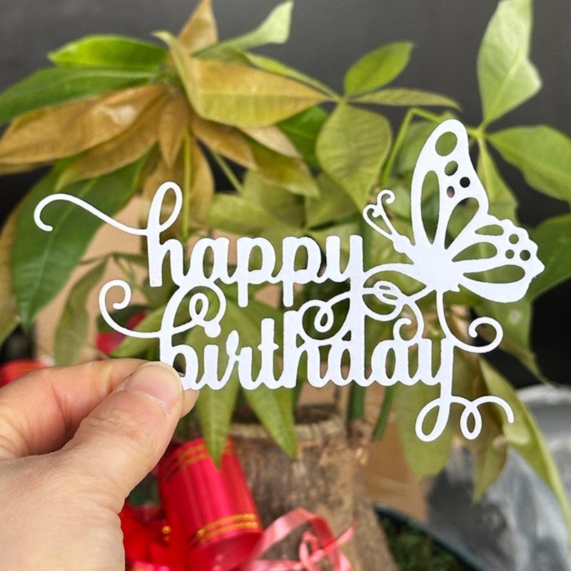 Wszystkiego Najlepszego Motyl Wyciskarki do Cięcia Stal Węglowa Wyciskarka Dekoracyjna Wytłaczanie Papieru Wyciskarka do Tworzenia Kartek Scrapbookingu