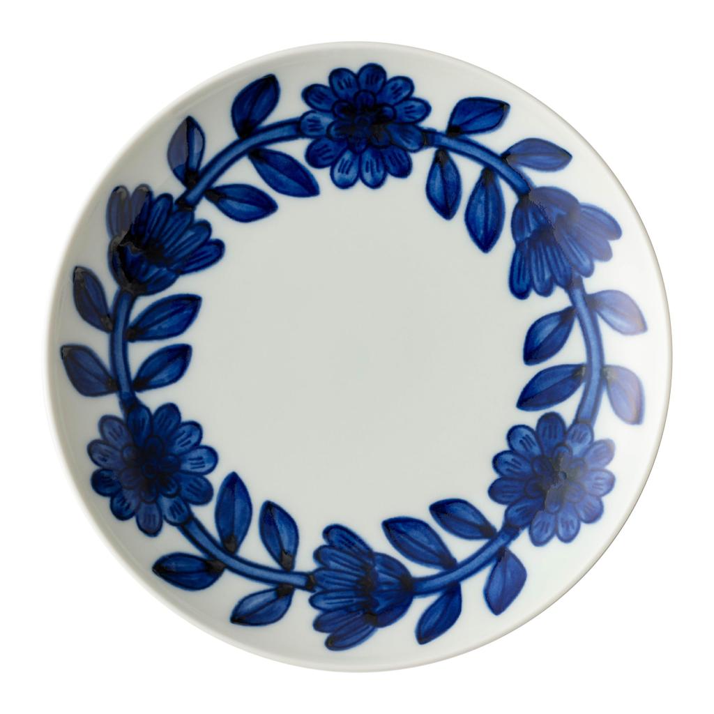 NISHIYAMA Gänseblümchen-Teller (Blau / 18cm / 1 Stück / Blumenmuster) Hasami Ware, Hergestellt in Japan (Mikrowellen-/spülmaschinenfest) Kuchenplatte/Beilagenteller