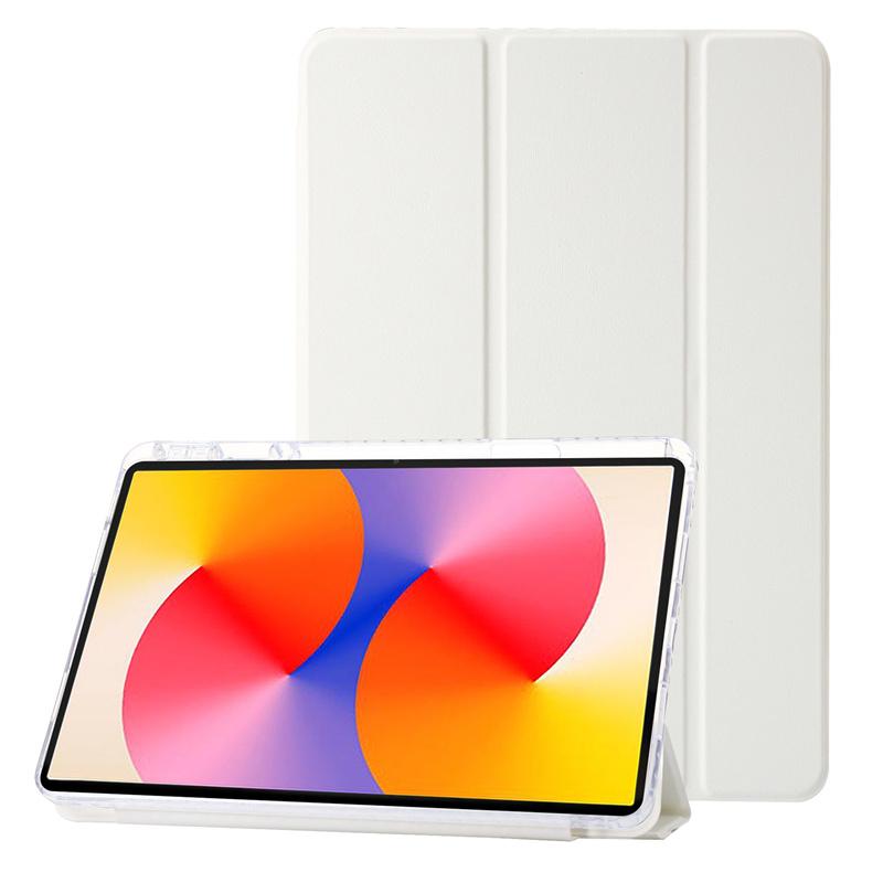 Luxury Transparent Flip Leather Tablet Case for Huawei MatePad SE 11 2024 Case with Pen Holder Flip Stand Clear Back Shell Shockproof Protect Cover