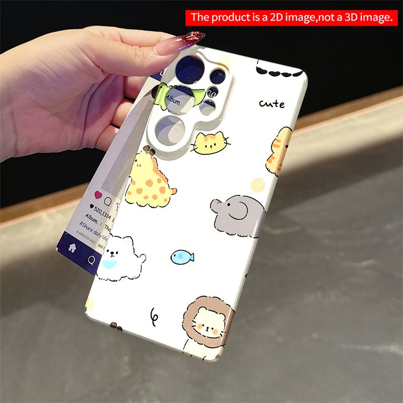 2DFlat Samsung Phone Case Cute Animal Friends Pattern Phone Case Applicable To Galaxy S22 S23 S24 S25ULTRA S26 A12 A13 A14 A15 A16  A34 A35 A54 A55