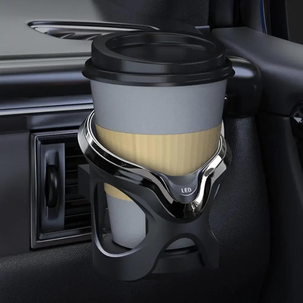 Universal Car Cup Holder with LED Light Anti-Shake Easy To Install Automotive Air Vent Cup Bottle Holder