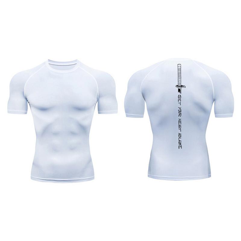 

Fish Print Short Sleeve Compression Shirt for Men Athletic Quick Dry Tshirt Gym Workout Running Tees Tops Baselayers Undershirts S