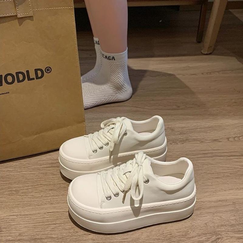 Thick soled shoes for women's spring height increasing casual shoes simple comfortable wear-resistant sports board shoes