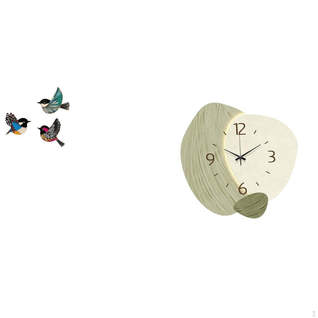 Wooden Bird Wall Art And Silent Clock Decor for Garden Study Room Farmhouse Kitchen Office Cartoon