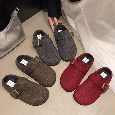 Retro Style Simple Belt Buckle Lazy Girl Autumn New One-pedal Outer Wear Lazy Bag Head Slippers