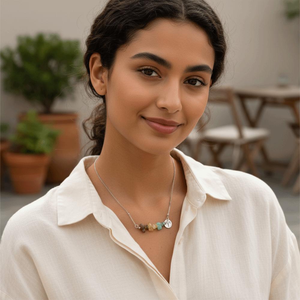 Natural Crushed Stone Natural Stone Beaded Choker Hand Braid Constellation Charm  Female Jewelry