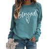 Women's Crew Neck Long Sleeve Loose Fit Sweatshirt Letter Print Casual Oversized Top