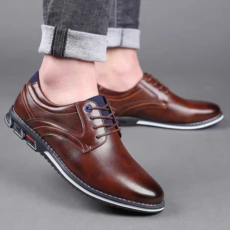 Retro Men Leather Shoes Flat Lace Up Loafers Moccasin British Style Business Formal Shoes for Men Outdoor Casuals Zapatos Hombre