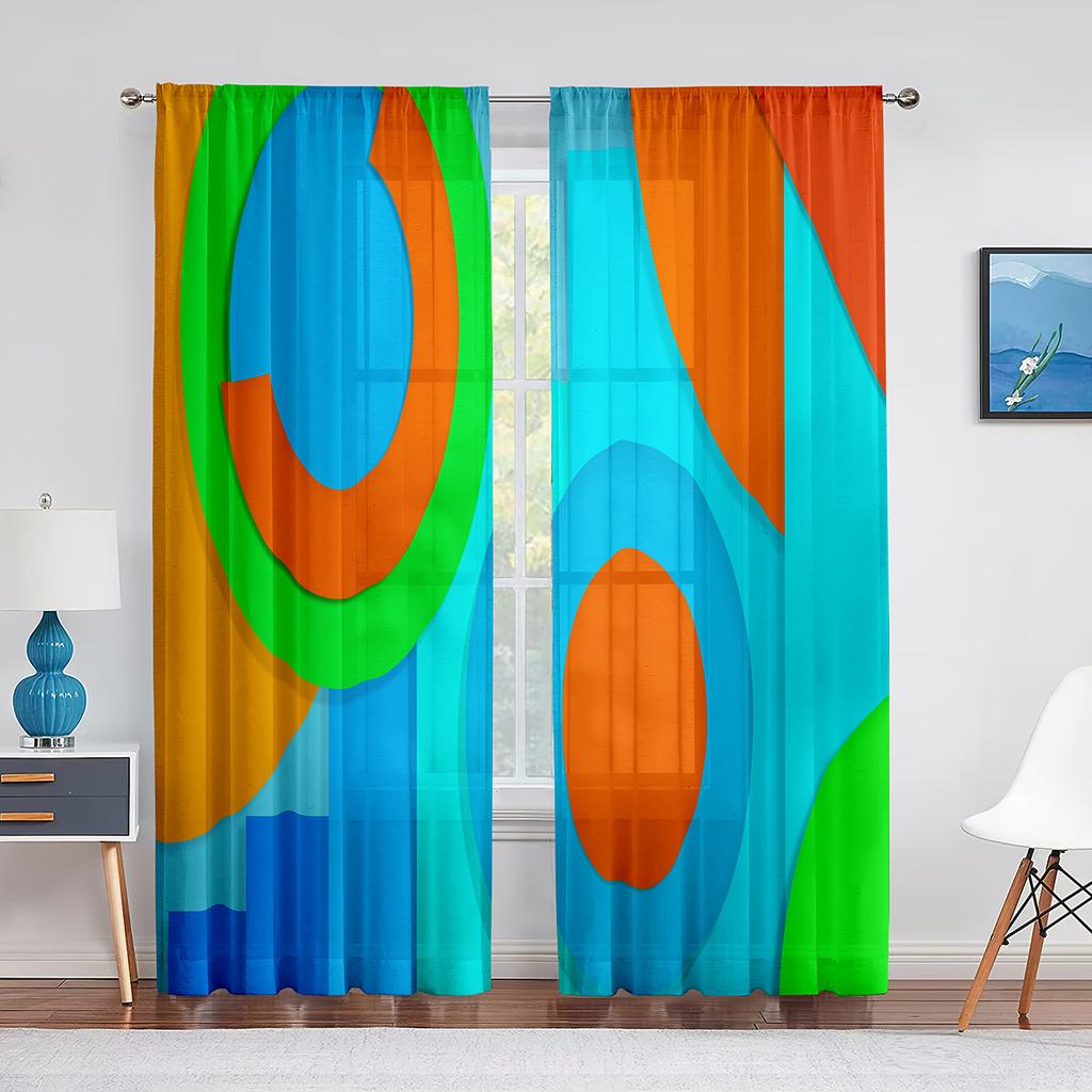 Geometry Koła Drukowana Woalowa Zasłona Paskowa Sztuka Linii Szyfonowa Tiulowa Zasłona Okienna Salon Sypialnia Kuchnia Draperia Dekoracja Domu