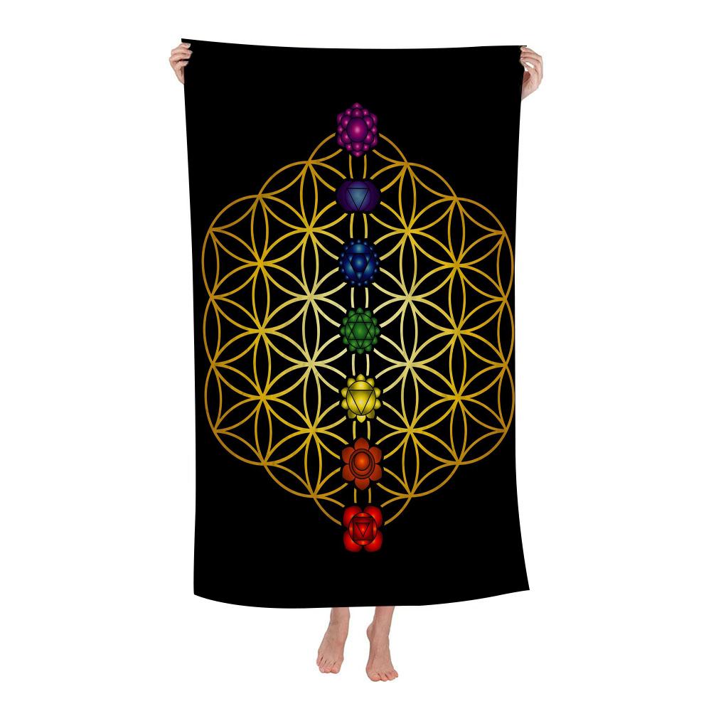 

Indian Buddha Statue Meditation Chakra Microfiber Beach Towel Absorbent Quick dry Yoga Swimming Resort Mountain Climbing Towel W30*H60(CM)