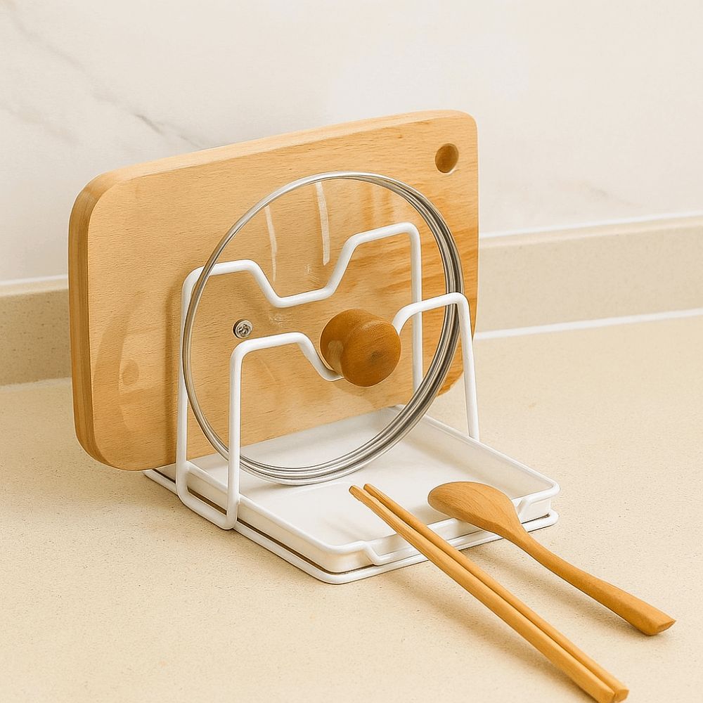Rustproof Pan Pot Lid Holder Iron Shovel Spoon Rest Multifunctional Cutting Board Stand  Countertop