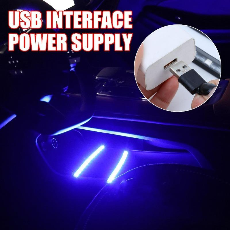 USB Auto Ambientebeleuchtung 1-zu-2 Mehrfarbige LED Innenraum Stimmungslicht Kit für Fußraum Armaturenbrett Plug Play Dekorative Beleuchtung für SUV