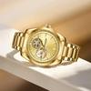 Gold Automatic Mechanical Watch for Men Luxury Skeleton Stainless Steel Waterproof Luminous Business Dress Wristwatch