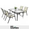 Metal Garden Chairs Set for Terrace Balcony Beige Garden Armchair 4 Pcs GoGarden