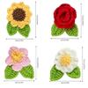 Crochet Flower Brooch Kits for Beginners with Yarn Hook DIY Crochet Starter Kits