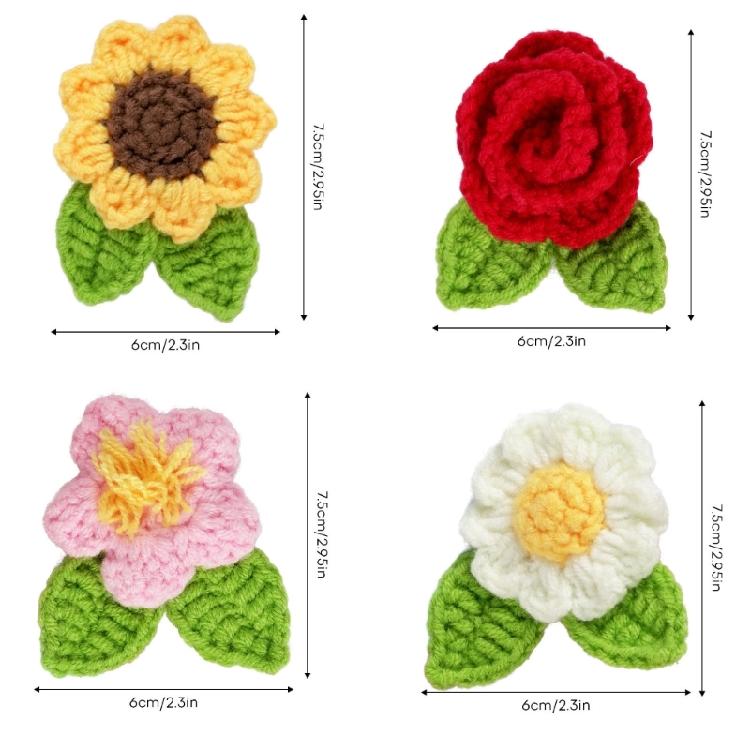 Crochet Flower Brooch Kits for Beginners with Yarn Hook DIY Crochet Starter Kits