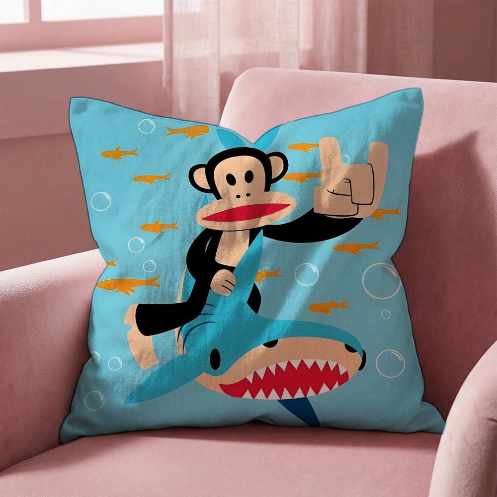 Cartoon P-Paul Frank Monkey Cushion Cover Multi-Scene Pillow Cover for Home & Car - Reversible, Soft & Durable for Daily Use 30cmx30cm