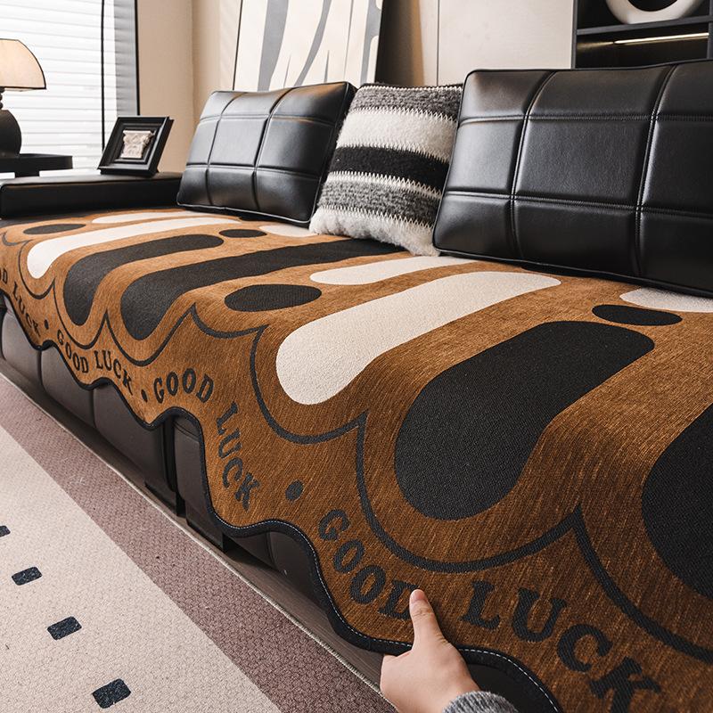 Nordic Chenille Sofa Cushion Is Universal In All Seasons New Wavy Edge Seat Cushion Non-Slip Sofa Cover Cross-Border