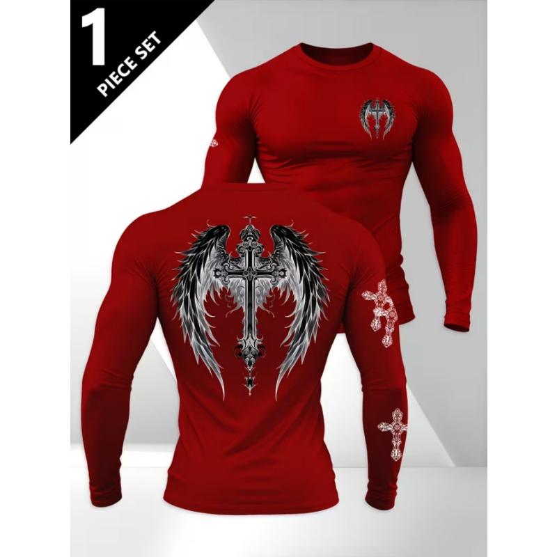 Herren Langarm-T-Shirt mit 3D-Streifendruck, bequem, atmungsaktiv und vielseitiges Herren-Oberteil