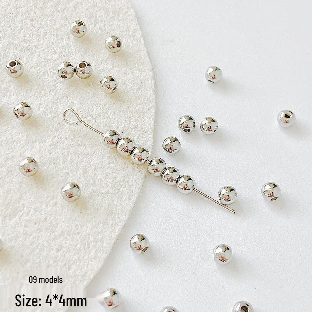 20 Acrylic Silver Square-Round Spacer Beads for DIY Beading and Accessories