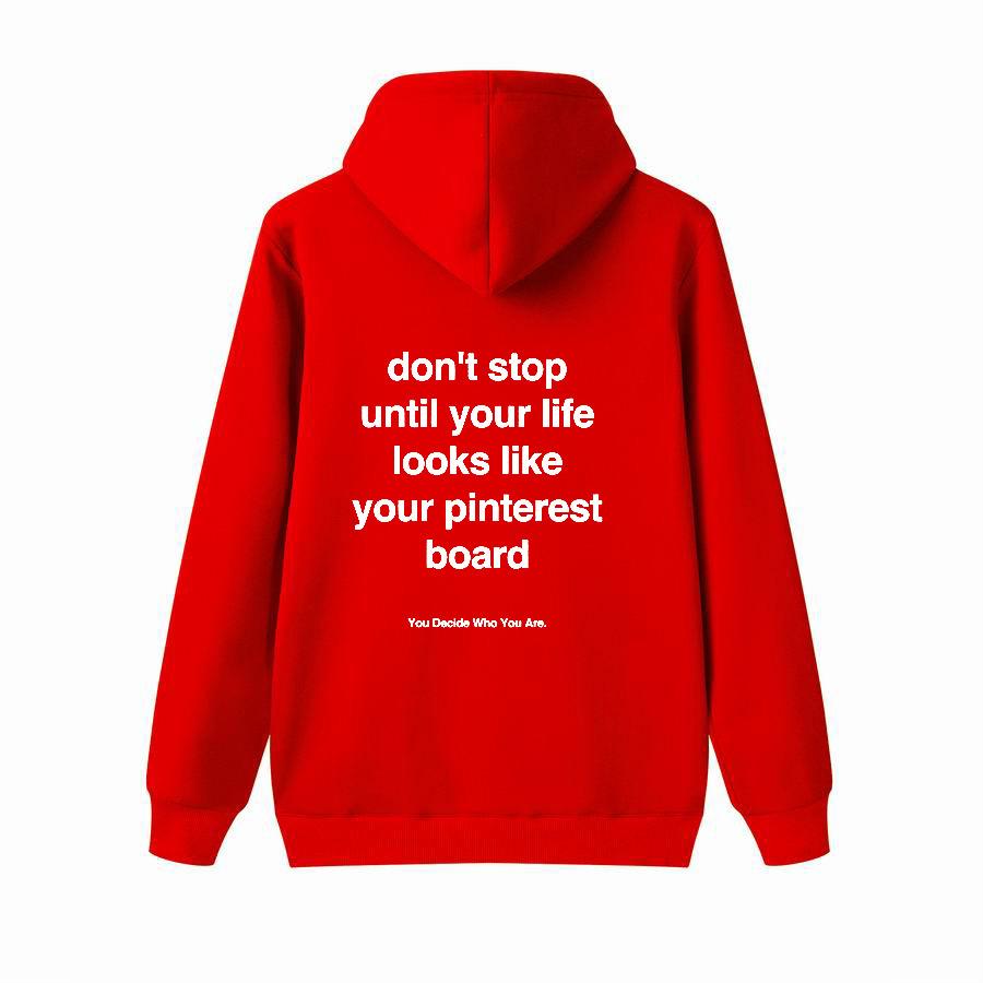 Don't stop Hoodie Loose Plus Hoodie, Kangaroo Pocket Letter Hoodie